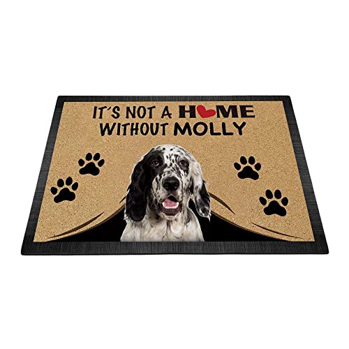 BAGEYOU Fußmatte mit englischer Aufschrift "It's Not a Home Without Dog", personalisierbar, lustige Pfotenabdruck-Dekoration, Willkommens-Teppich, 90 x 60 cm von BAGEYOU