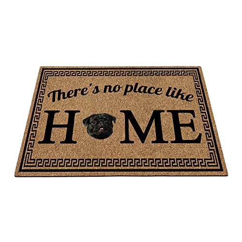 BAGEYOU My Love Fußmatte mit niedlichem Mops-Motiv, dekorativ, Aufschrift "There's No Place Like Home", 70 x 40 cm, Schwarz von BAGEYOU