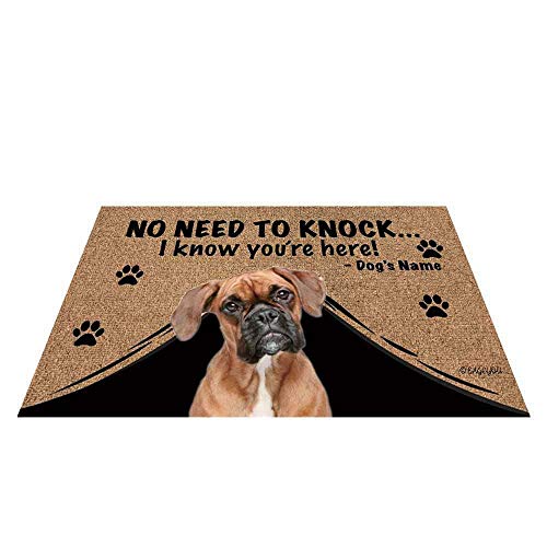 BAGEYOU Personalisierbare Fußmatte mit Hundenamen und Aufschrift "My Love Dog Boxer" Welcome Floor Mat Not Need to Knock I Know You're Here 89,9 x 60,9 cm von BAGEYOU