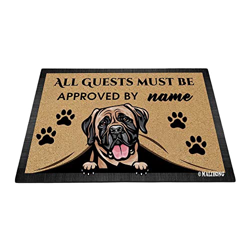 BAGEYOU Personalisierte Fußmatte mit Aufschrift "Peeking Dog", mit Aufschrift "My Love Dog Mastiff", für Heimdekoration, 80 x 60 cm von BAGEYOU