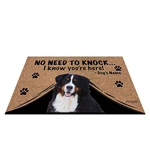 BAGEYOU Personalisierte Fußmatte mit Hundenamen und Aufschrift "My Love Dog", Berner Willkommens-Fußmatte, "Not Need to Knock I Know You're Here", 69,8 x 45 cm von BAGEYOU