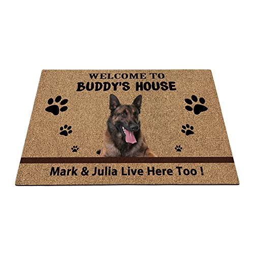 Belgischer Schäferhund Malinois Hund Willkommen Fußmatte Lustige Haustier Pfoten Fußmatte Home Dekorationen Welcome To Dog's House 59,9 x 39,9 cm von BAGEYOU