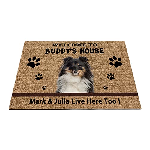 Benutzerdefinierte Shetland Sheepdog Welpen Welcome Fußmatte Lustige Haustier Pfoten Fußmatte Home Decorations Welcome To Dog's House 69,8 x 45 cm von BAGEYOU