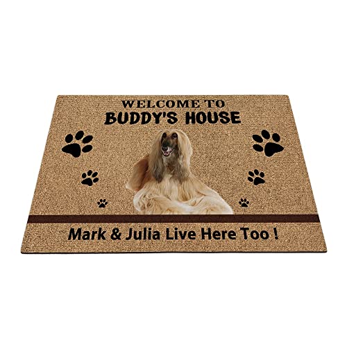 Benutzerdefinierte afghanische Hunde Hund Willkommen Fußmatte lustige Haustier Pfoten Fußmatte Home Dekorationen Welcome To Dog's House 89,9 x 59,9 cm von BAGEYOU