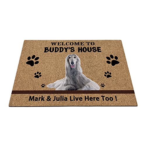 Benutzerdefinierte afghanischer Hund Welpen Willkommen Bodenmatte lustige Haustier Pfoten Fußmatte Home Dekorationen Welcome To Dog's House 69,8 x 45 cm von BAGEYOU