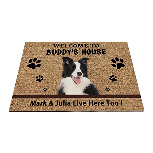 Custom Border Collie Dog Welcome Fußmatte Lustige Haustierpfoten-Fußmatte Home Dekorationen Welcome To Dog's House 59,9 x 39,9 cm von BAGEYOU