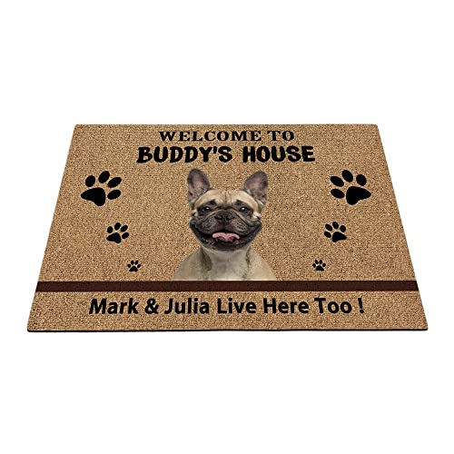 Fußmatte für französische Bulldogge, Hund, Willkommens-Fußmatte, lustige Haustierpfoten, Heimdekoration, Willkommen im Haus, 59,9 x 39,9 cm von BAGEYOU