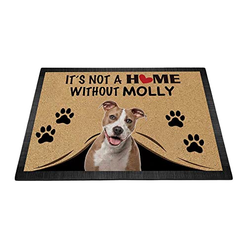 Fußmatte mit Aufschrift "It's Not a Home Without Dog", Staffordshire Terrier, personalisierbar, lustige Pfotenabdruck-Dekoration, 90 x 60 cm von BAGEYOU