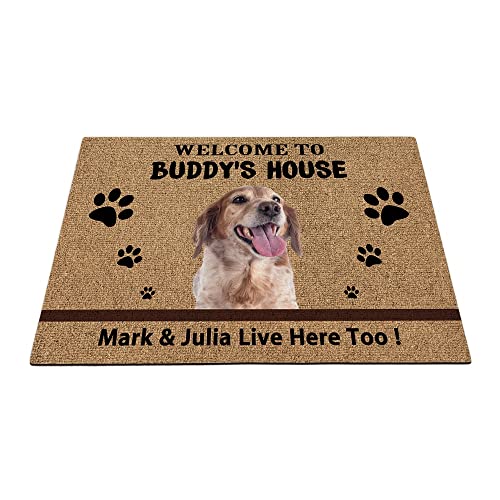 Individuelle Bretagne Welpen Welcome Fußmatte Lustige Haustierpfoten-Fußmatte Home Dekorationen Welcome To Dog's House 89,9 x 59,9 cm von BAGEYOU