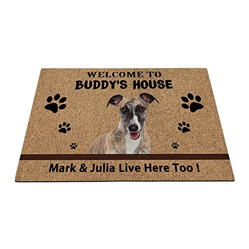 Individuelle Whippet Dog Welcome Fußmatte Lustige Haustier Pfoten Fußmatte Home Decorations Welcome To Dog's House 69,8 x 45 cm von BAGEYOU