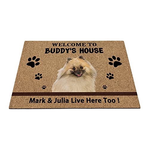 Pomeranian Puppy Welcome Fußmatte Lustige Haustierpfoten-Fußmatte Home Dekorationen Welcome To Dog's House 69,8 x 45 cm von BAGEYOU