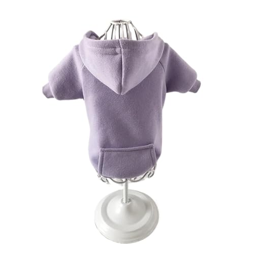 Solide Katzen- und Hunde-Kapuzenpullover für kleine Hunde, Haustierkleidung, Mantel, Jacken, Sweatshirt für Chihuahua, Hunde, Baumwolle, Haustier-Outfits (Farbe: Lila, Größe: L 3,5–4,5 kg) von BAGLEV