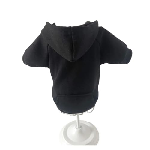 Solide Katzen- und Hunde-Kapuzenpullover für kleine Hunde, Haustierkleidung, Mantel, Jacken, Sweatshirt für Chihuahua, Hunde, Baumwolle, Haustier-Outfits (Farbe: Schwarz, Größe: XL 4,5–5,5 kg) von BAGLEV