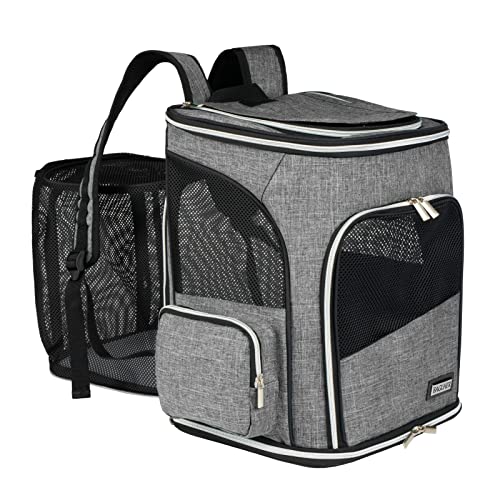 BAGLHER Erweiterbarer Haustier-Rucksack, Haustier-Rucksack für kleine Katzen, Welpen, Hunde, Hasen, Wandern und Outdoor-Nutzung, Grau von BAGLHER