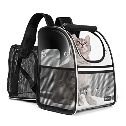 BAGLHER Erweiterbarer Haustier-Trage-Rucksack, Haustier-Rucksack für kleine Katzen, Welpen, Hunde, Kaninchen, von Fluggesellschaften zugelassen, belüftet, Wandern und den Außenbereich, Schwarz von BAGLHER