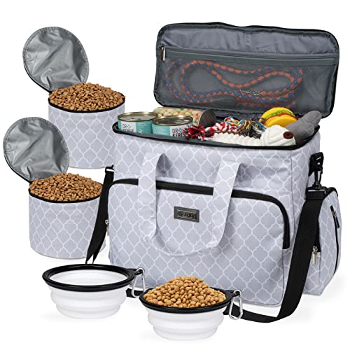 BAGLHER Hunde-Reisetasche, Haustier-Reisetasche (alle Haustier-Reisebedarf), mit 2 Haustierfutterbehältern und 3 faltbaren Silikonnäpfen; unverzichtbare Kits für Haustierreisen DLwhite von BAGLHER