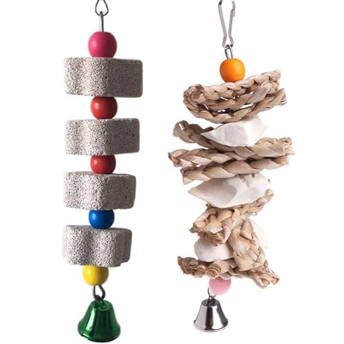 BAHJKASD 2x Pet Bird Tooth Chew Toy Natural Lava Stones Bead For Nymphensittich Conure Kakadu Zähne Schleifen Perfekt für Käfig Vogel Papagei Käfig Spielzeug für große Vögel von BAHJKASD