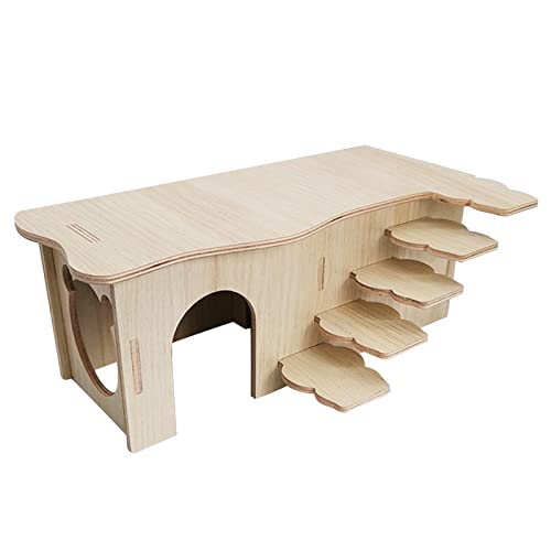 BAHJKASD Hamsterhaus aus Holz mit mehreren Kammern, Kleintierversteck, Hütte, Kaukäfig, Spielzeug für syrische Mäuse, Rennmäuse, Hamster, Maus, Zwerg, kleines Holzhaus, Dekoration, kleines Holzhaus von BAHJKASD