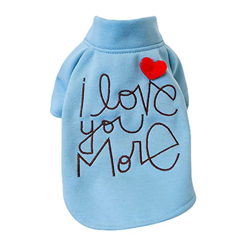 BAHJKASD Hunde Camping Kleidung Babyblau „ I Love You More“ Kleidung Babyblauer Pullover Frühlings Hunde Pyjama Blaue Farbe + Rotes Herz von BAHJKASD