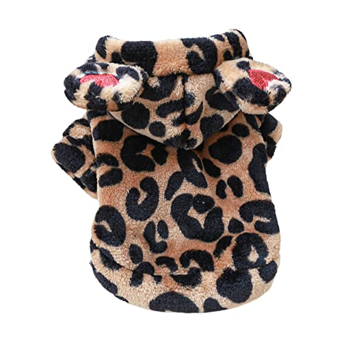 BAHJKASD Hunde Kapuzenpullover Pullover Hundemantel Leoparden Hunde Kapuzenpullover Winter Haustier Hundekleidung Hundemantel Mit Kapuze Gemütliche Hunde Outfits Hundejacken von BAHJKASD