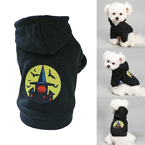 BAHJKASD Winter Hunde Katze Pullover Mit Schloss Muster Halloween Outdoor Walking Hunde Kaninchen Hoodies Leicht von BAHJKASD