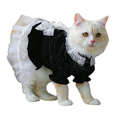 Hundekostüm, Kleid, Katzenkleidung, Kleidung, Outfits für kleine Tiere, Spitzen-Dekorationen, Bekleidung für Mädchen, Katzen, kleine Hunde von BAHJKASD