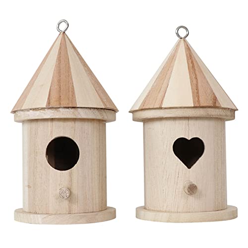 Vogelhaus aus Holz für draußen zum Bemalen von Vogel-Nistkasten, handgefertigtes Vogelhaus mit Sitzstange für kleine Vögel, Gartendekoration, Vogelhaus aus Holz mit Sitzstange, 2 Stück von BAHJKASD