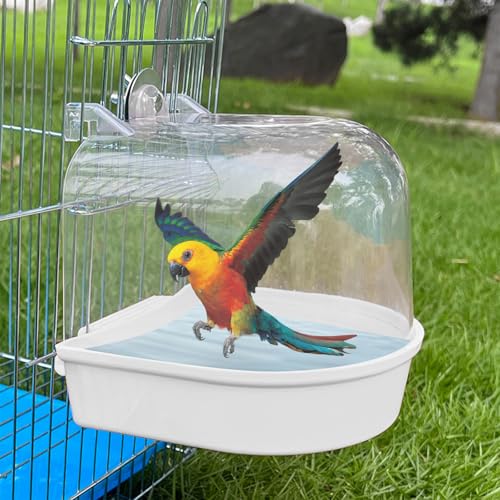 Wellensittich Badewanne, Hängende Vogelbadewanne, Vogelbadewanne für Käfig, Vogeltränke Hängend, Würfel Vogelbadewanne, Badehaus für Vogelkäfig für Vögel Kakadus Unzertrennliche Papageien Bad von BAIFULAI