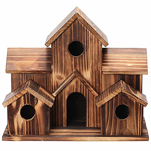 Hängendes Holz-Kolibri-Haus für den Außenbereich, 6 Löcher, handgefertigt, natürliches Vogelhaus, Hinterhof/Innenhof, Unterschlupf, Dekoration für große Außenbereiche von BAILIY