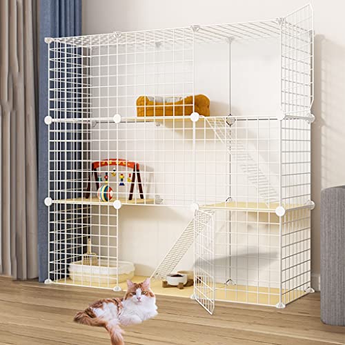 BAJMY Katzengehege, KatzenkäFig, Katzenhaus Im Freien, Katzenzwinger für Indoor-Katzen, DIY-Katzenkisten-Laufstall, Großer Übungsplatz, mit Hängematte, Katzenbett (Size : 109x49x110cm) von BAJMY