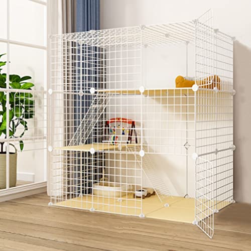 BAJMY Katzengehege, KatzenkäFig, Katzenhaus Im Freien, Katzenzwinger für Indoor-Katzen, DIY-Katzenkisten-Laufstall, Großer Übungsplatz, mit Hängematte, Katzenbett (Size : 109x74x110cm) von BAJMY