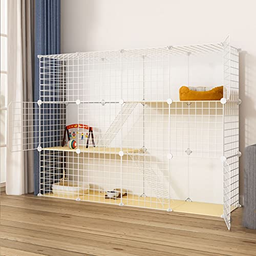 BAJMY Katzengehege, KatzenkäFig, Katzenhaus Im Freien, Katzenzwinger für Indoor-Katzen, DIY-Katzenkisten-Laufstall, Großer Übungsplatz, mit Hängematte, Katzenbett (Size : 145x49x110cm) von BAJMY