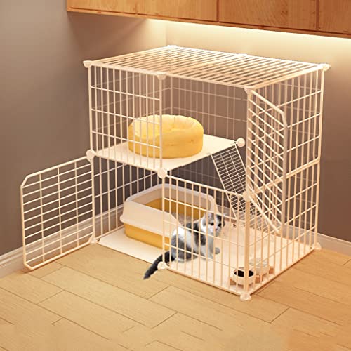 BAJMY Katzenhaus Im Freien, Katzengehege, Katzenkäfig - Zusammenklappbares Großes Katzenhaus Indoor Hamsterkäfig Kleintierkäfig Käfig, DIY-Haustier-Laufstall, Ideal für 1-4 Katzen von BAJMY