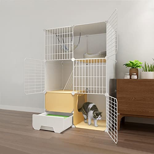 BAJMY Katzenkäfig, Katzenkafig aus Metall, Katzenkfig Katzengehege Freigehege DIY-Katzenkäfig für den Außenbereich Katzenkäfig mit Tür und Geschlossener Katzentoilette (Size : 75x49x111cm) von BAJMY