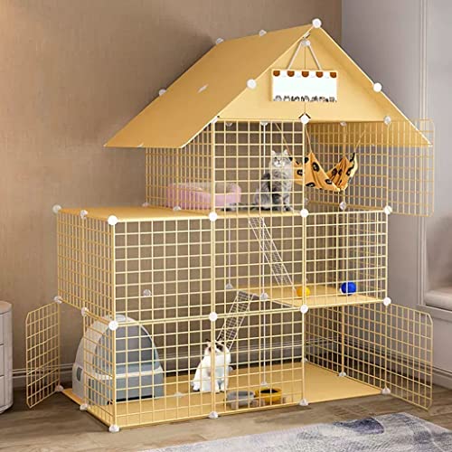 BAJMY Katzenkafig Indoor, Katzenkafig mit Klo, Katzenkäfig, Großer Katzenkäfig mit Katzentoilette, DIY-Katzenkisten-Laufstall für den Innenbereich, Übungsplatz für 1–3 Katzen (Size : B- 111x75x146cm) von BAJMY