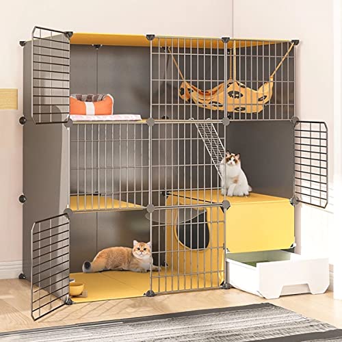 Katzengehege, Katzenkäfig, Indoor Katzenlaufstall, Kaninchenlaufstall mit Tür und Geschlossener Katzentoilette, DIY Kleintierkäfig für Kaninchen, Diy-Haustier-Laufstall, für 1-3 Katzen ( Size : 111x49 von BAJMY