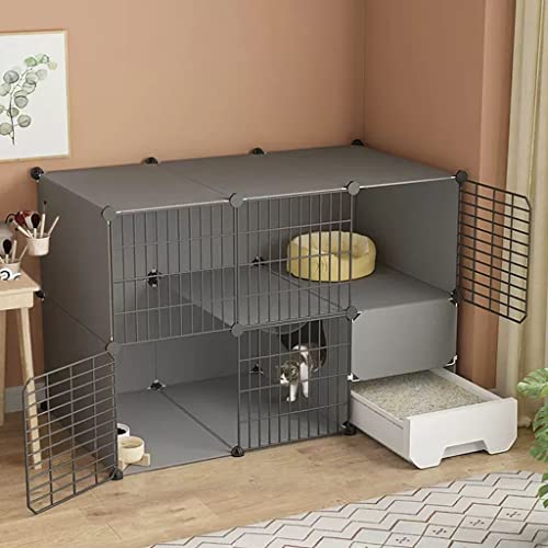 Katzenkäfig, DIY Kleintierkäfig für Kaninchen, Käfig für Haustiere / Spielkäfig, Katzengehege, Kaninchenlaufstall mit Tür und Geschlossener Katzentoilette, Ideal für 1-2 Katzen ( Size : 109x49x73cm ) von BAJMY