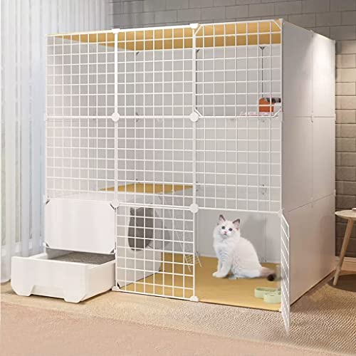 Katzenkäfig, Katzengehege, Katzengehege Freigehege DIY Kleintiere, Frettchenkäfig Indoor Katzenlaufstall, Käfig für Haustiere / Spielkäfig, Katzenkäfig mit Katzentoilette, für 1-3 Katzen ( Size : 111x von BAJMY