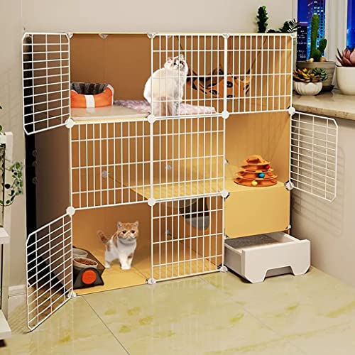 Katzenkäfig Indoor, Katzenkafig aus Metall, Katzenkafig mit Klo, Katzenkäfiggehege Indoor-Katzenlaufstall, DIY-Katzenkisten-Laufstall Indoor, Großer Übungsplatz, Ideal für 1-2 Katzen ( Size : 111x49x1 von BAJMY