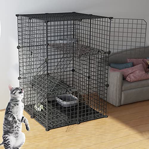 Katzenkäfig - Katzengehege, Rattenkäfig Outdoor Katzenkafig Balkon Metall Kleintierauslauf Kleintiergehege, Katzenkäfig Indoor, Katzenhäuser für Indoor-Katzen, für Haustiere, Welpen von BAJMY