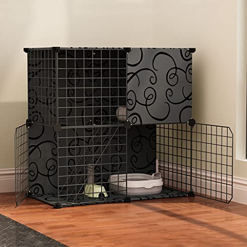 Katzenkafig Indoor- Katzenkäfig, Indoor Katzenlaufstall, Katzenkäfig-Transportbox mit Katzentoilette, Katzenbetten und Hängematte für drinnen, Großer Auslaufplatz für 1-2 Katzen ( Size : 75x39x75cm ) von BAJMY