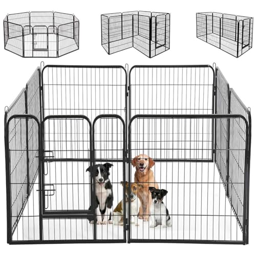 BAKAJI Freilaufgehege mit Tür für Tiere aus Eisen, modularer Zaun aus Metall, für Innen- und Außenbereiche, für Hunde, Katzen, Hamster, Kaninchen, Chinchilla (77 x 100 cm) von BAKAJI