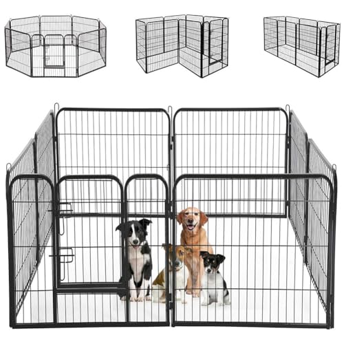 BAKAJI Freilaufgehege mit Tür für Tiere aus Eisen, modularer Zaun aus Metall, für Innen- und Außenbereiche, für Hunde, Katzen, Hamster, Kaninchen, Chinchilla (77 x 60 cm) von BAKAJI