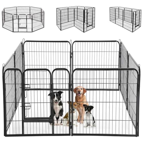 BAKAJI Freilaufgehege mit Tür für Tiere aus Eisen, modularer Zaun aus Metall, für Innen- und Außenbereiche, für Hunde, Katzen, Hamster, Kaninchen, Chinchilla (77 x 80 cm) von BAKAJI