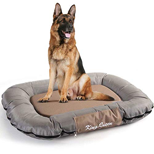 BAKAJI Hundehütte Kissen für Haustiere Hunde und Katzen, gepolsterte Matratze aus wasserdichtem und abnehmbarem Stoff, Farbe braun und grau, Tierzubehör, Wohnaccessoires (groß) von BAKAJI