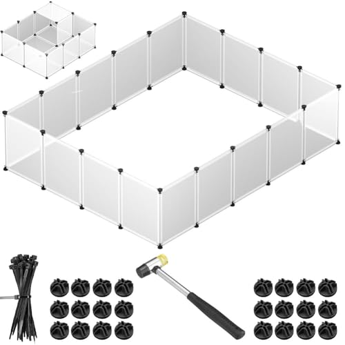 BAKAJI Kleintiergehege aus Kunststoff mit rutschfestem Boden, modularer Zaun, transparenter Boden, Meerschweinchen, Hamster, Kaninchen (110 x 75 x 39 cm) von BAKAJI