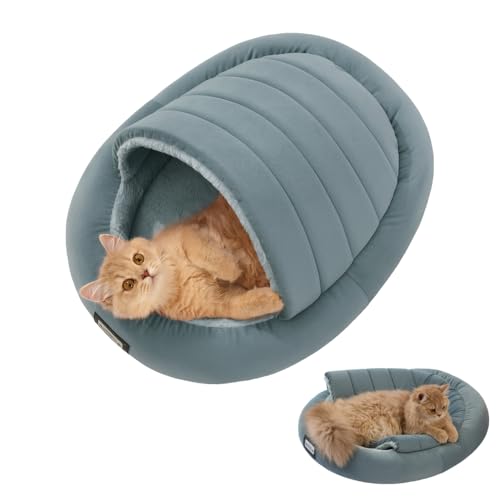 BALANCE 2 in 1 Katzenbett Höhle für Kätzchen und kleine Hunde, Katzenzelte für Indoor-Katzen, abgedeckte Katzenbetten mit abnehmbarem Kissen, beruhigendes Katzennest, Katzenversteck, waschbares von BALANCE