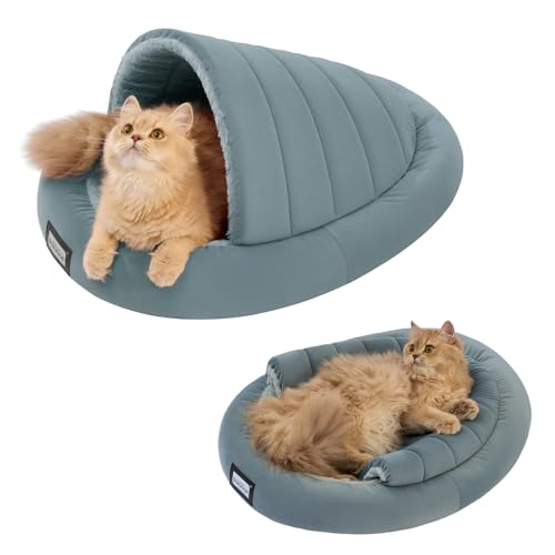 Balance 2 in 1 Katzenbett Höhle für Kätzchen und kleine Hunde, Katzenzelte für Indoor-Katzen, abgedeckte Katzenbetten mit abnehmbarem Kissen, beruhigendes Katzennest, Katzenversteck, waschbares von BALANCE