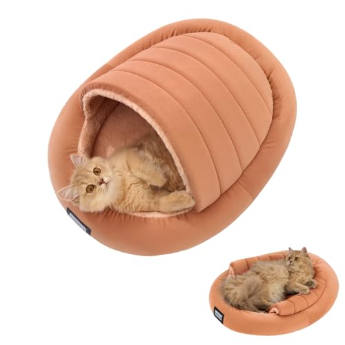 Balance 2 in 1 Katzenbett Höhle für Kätzchen und kleine Hunde, Katzenzelte für Indoor-Katzen, abgedeckte Katzenbetten mit abnehmbarem Kissen, beruhigendes Katzennest, Katzenversteck, waschbares von BALANCE