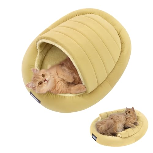 BALANCE 2 in 1 Katzenbett Höhle für Kätzchen und kleine Hunde, Katzenzelte für Indoor-Katzen, abgedeckte Katzenbetten mit abnehmbarem Kissen, beruhigendes Katzennest, Katzenversteck, waschbares von BALANCE